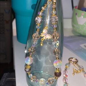 Aurora borealis crystal Beaded purse/bag charm keychain